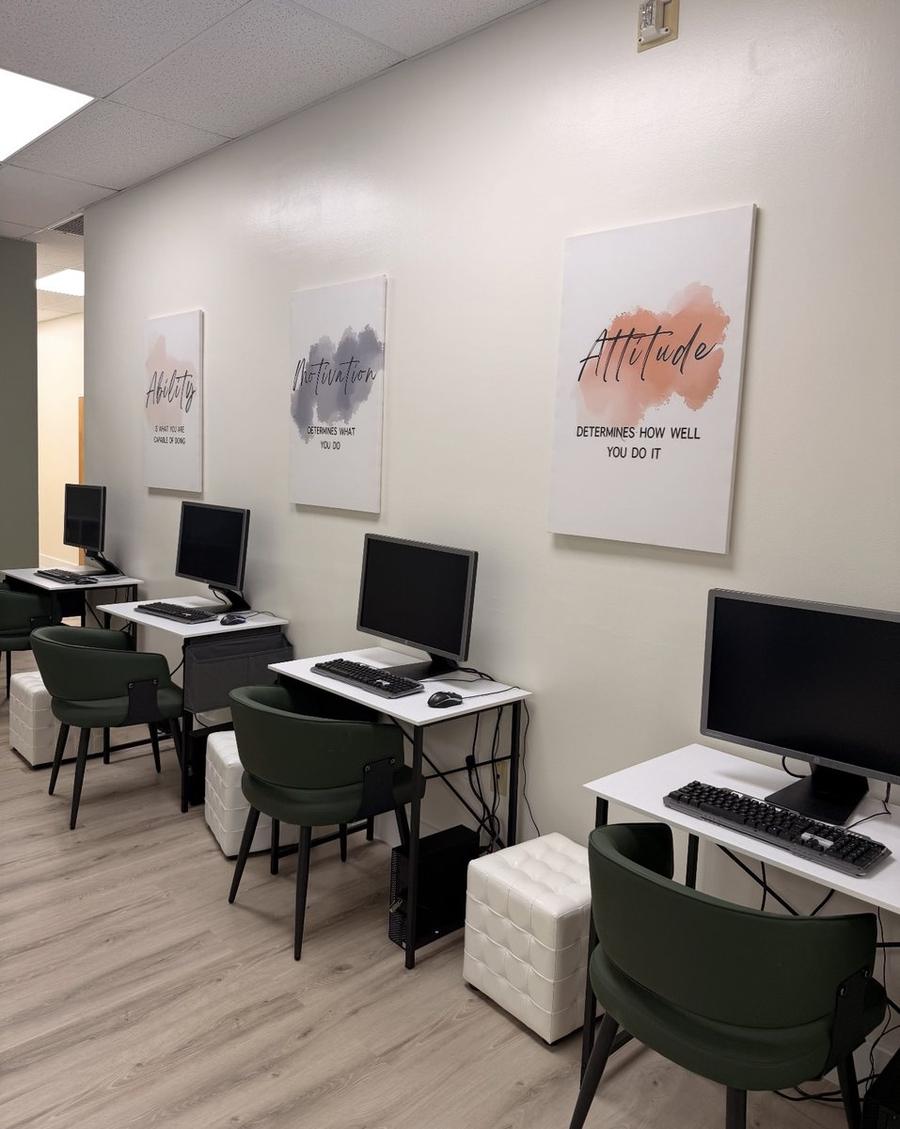 Computer learning stations at the Micro School